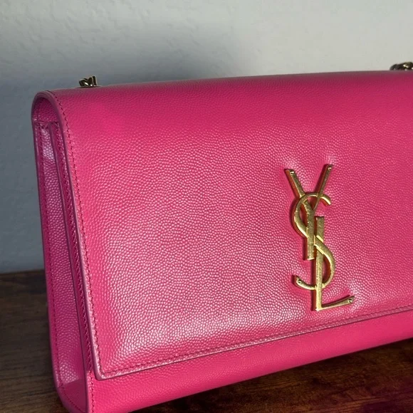 Authentic YSL Saint Laurent Hot Pink Kate Leather Chain Crossbody Bag - Picture 5 of 13